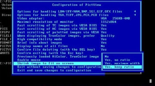 PictView on FreeDOS: Configuration with CFGPV.EXE