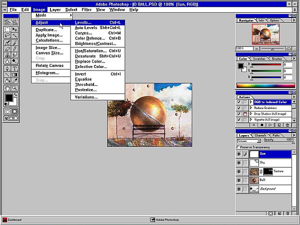 Adobe Photoshop 4.0 on Windows 3.1 - Image editing features