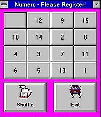 Kidware on Windows 3.1: Numero - A math game with numbered tiles