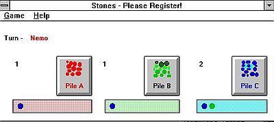 Kidware on Windows 3.1: Stones - A classic Nim game