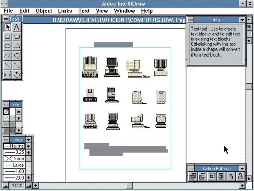 Paint applications for Windows: Windows 3.0 - Aldus IntelliDraw clipart