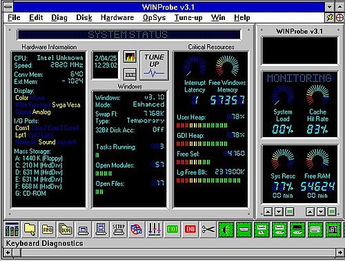 WINProbe on Windows 3.1: System status