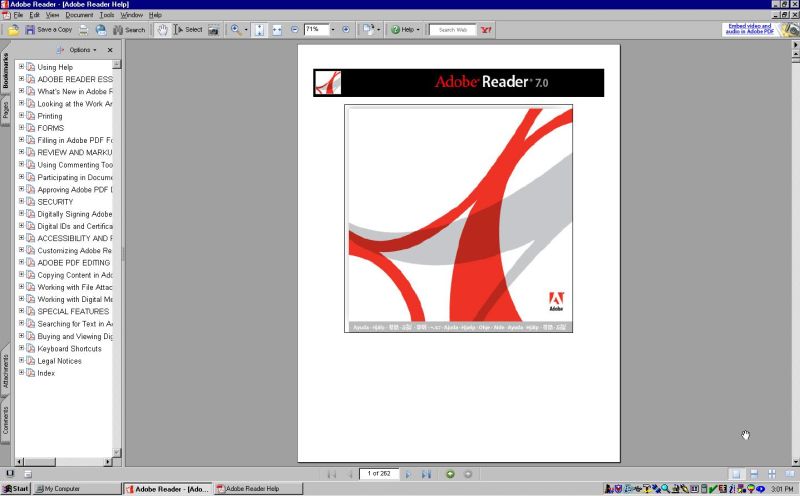 Acrobat Reader 7.0.9 running on a Windows NT4 virtual machine