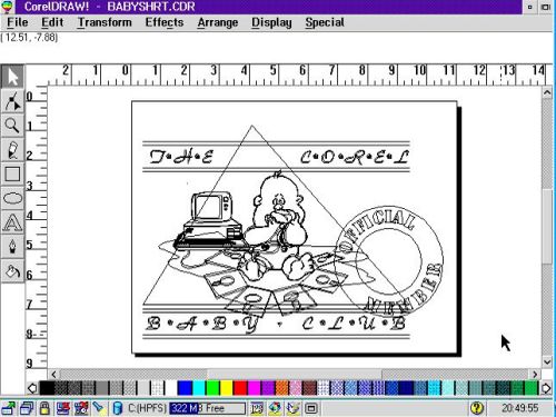 CorelDraw! on OS/2: Corel drawing file opened within the CorelDraw! application