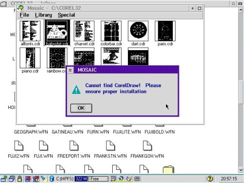 CorelDraw! on OS/2: Mosaic error, not finding CorelDraw! to open a .cdr file