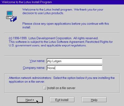 Lotus SmartSuite For OS2 Warp 4 - Installation: Welcome screen