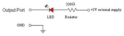 Parallel port interfacing: Connection of a LED [2]