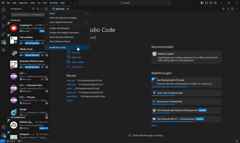 D on Windows 10 - VSCode: Install the Code-D extension