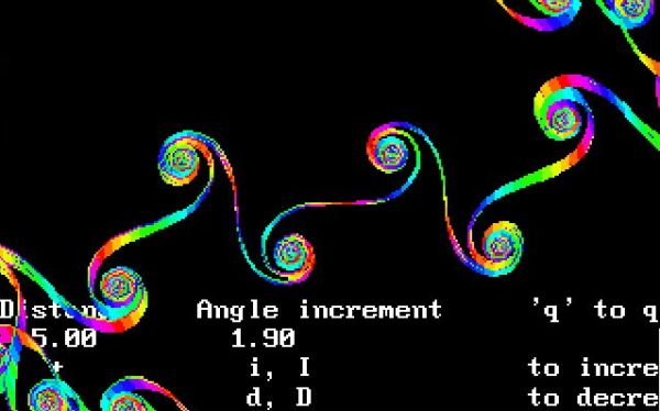 Caml Light on Free-DOS: Running the program spirals.exe (obtained by compiling spir.ml)