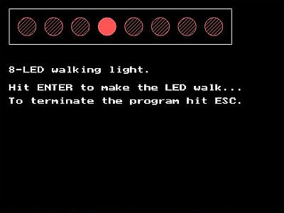 LPT programming on DOS: Walking light