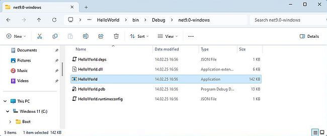 .NET development on Windows 11: .NET SDK CLI - Files and folders created by the build of a C# WinForms application