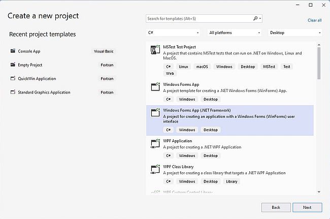 .NET development on Windows 11: Visual Studio - Creating a WinForms C# project [1]