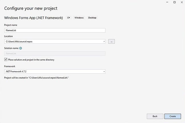 .NET development on Windows 11: Visual Studio - Creating a WinForms C# project [2]