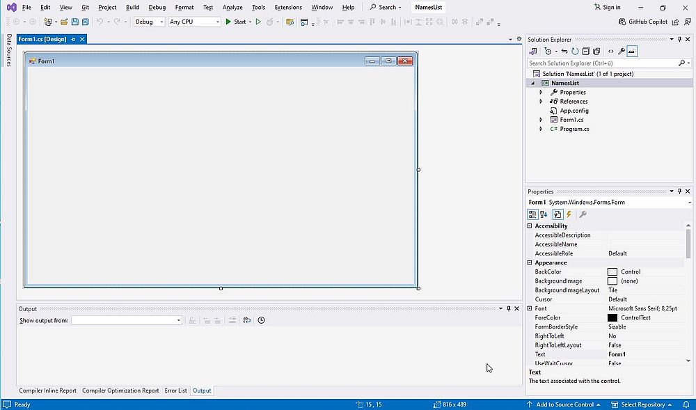 .NET development on Windows 11: Visual Studio - Creating a WinForms C# project [3]