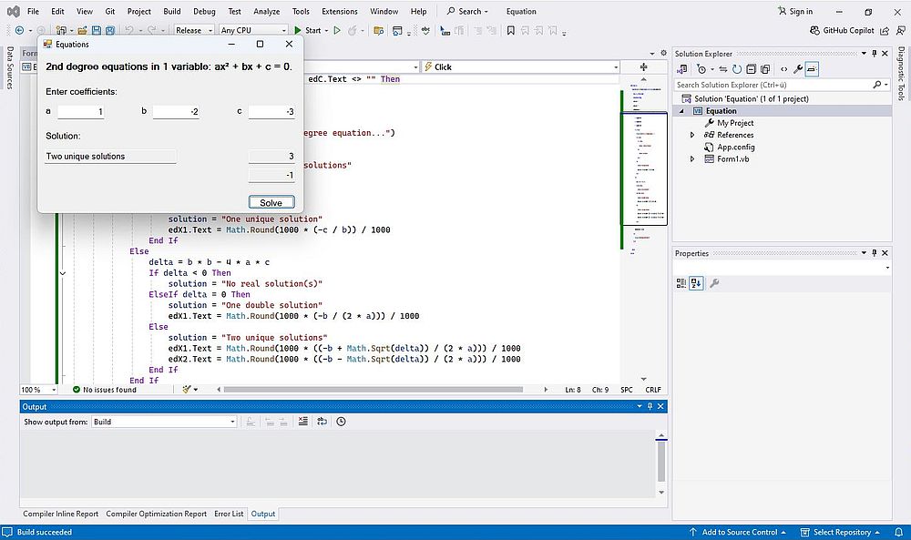 .NET development on Windows 11: WinForms VB.NET project in Visual Studio - Running the executable