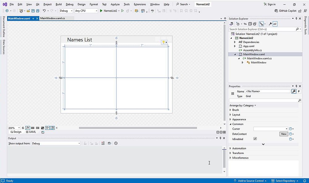 .NET development on Windows 11: WPF C# project in Visual Studio - Custom 'Grid' layout control