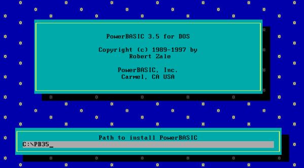 PowerBASIC on FreeDOS: Installation - Choosing the installation directory