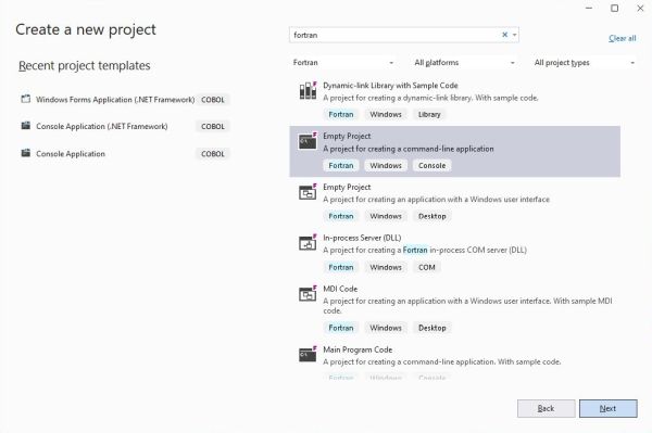 Intel Fortran on Windows 11 - Visual Studio: Creating a Fortran command line project [I]