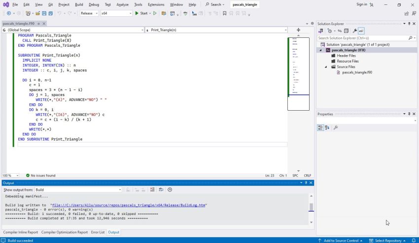 Intel Fortran on Windows 11 - Visual Studio: Build of a command line program