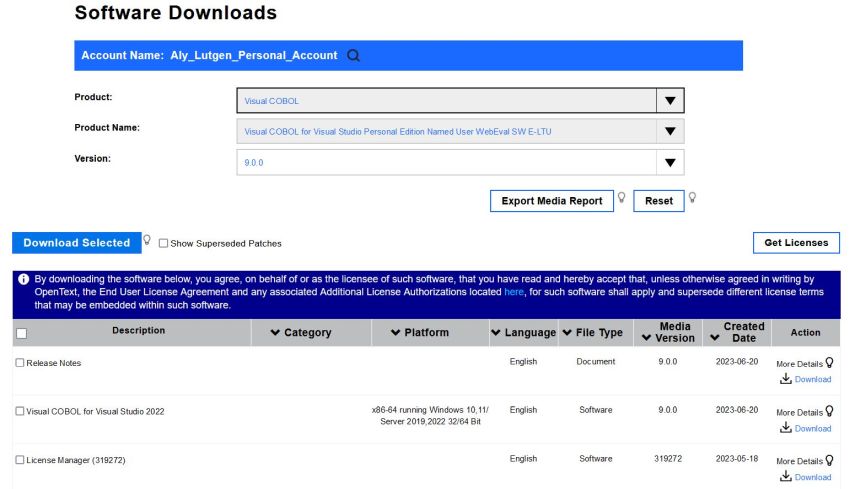 Micro Focus Visual Cobol Windows 11 - Downloading the 1-year trial version