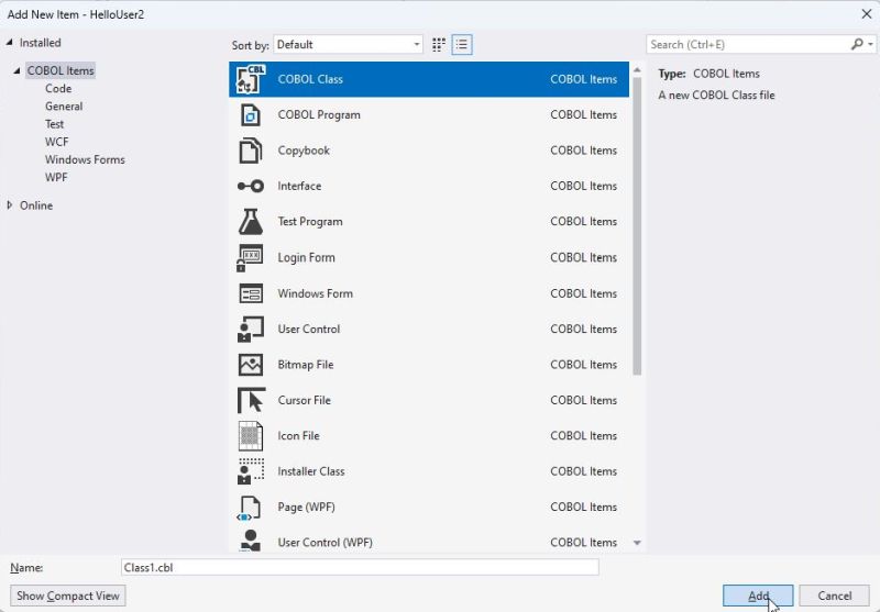 Micro Focus Visual Cobol Windows 11 - Visual Studio: Creating a .NET COBOL Console Application [3]