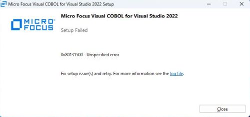 Micro Focus Visual Cobol Windows 11 - Installation: Seup failure if there is no Internet connection