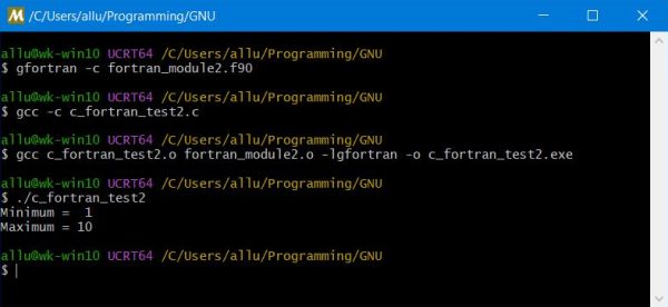 Mixed GCC and GFortran programming on Windows: Returning an integer from Fortran to C