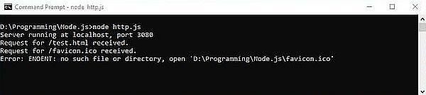Node.js on Windows 10: Sample program - Simple webserver (server logging)