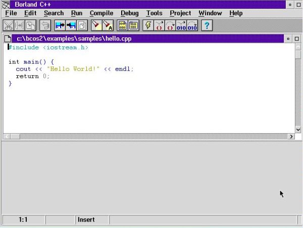 Borland C++ on OS/2 2.11: Creating a simple 'Hello World' program