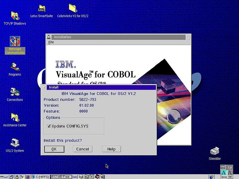 VisualAge for COBOL on OS/2: Installation - Startup of the installation program