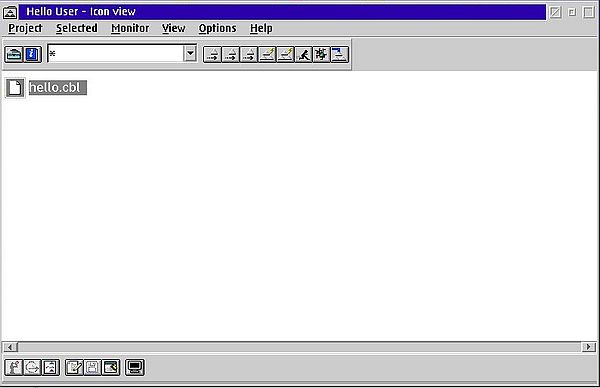 VisualAge for COBOL on OS/2: Building command line programs - The COBOL source file in the project's 'Icon View'