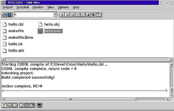 VisualAge for COBOL on OS/2: Building command line programs - Successful build of a default COBOL project