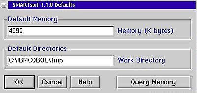 VisualAge for COBOL on OS/2: Installation - SMARTsort options