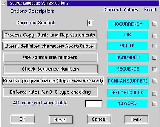 VisualAge for COBOL on OS/2: Installation - Compiler Default Options Tool [2]