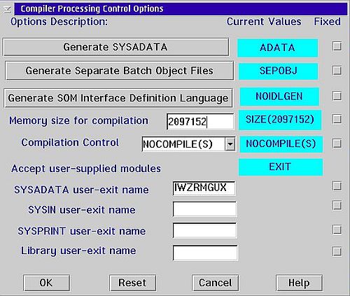 VisualAge for COBOL on OS/2: Installation - Compiler Default Options Tool [3]
