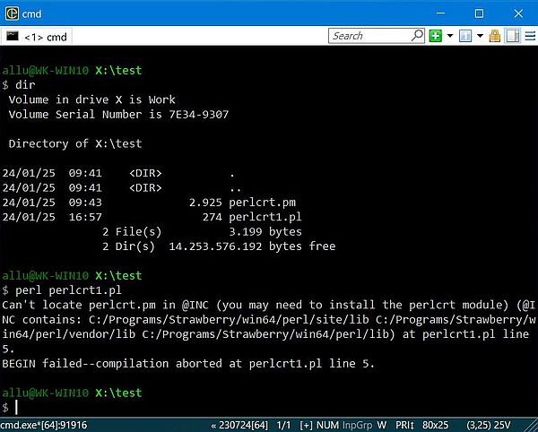 Strawberry Perl: Module, placed together with the main source file, not found