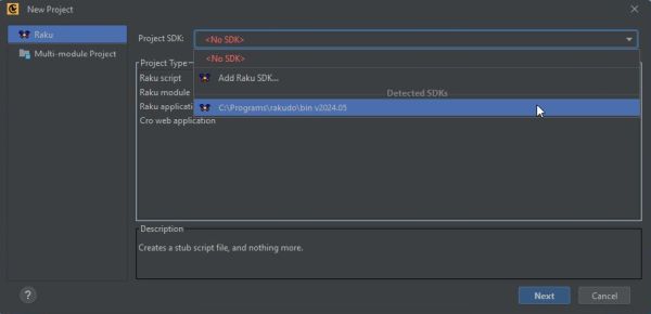 Rakudo on Windows 11: Comma IDE - Selecting a Raku SDK