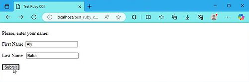 Ruby on Windows 10: Ruby CGI script retrieving data from a form - HTML page with the form