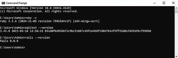 Ruby on Windows 10: Ruby on Rails - Checking the environment