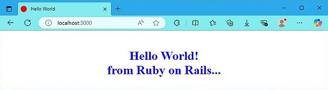 Ruby on Windows 10: Ruby on Rails - Simple 'Hello World' Rails application