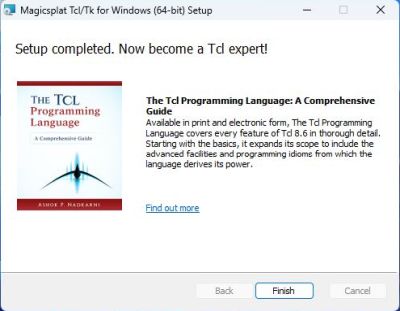 Installation of Magicsplat Tcl/Tk on Windows 11