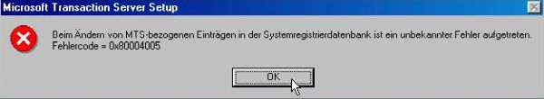 Microsoft PWS on Windows 98: Registry access error during installation [1]