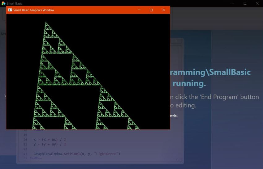 Small Basic on Windows 10 - Compiling and running the sample application Fractal.sb