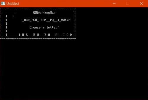 QB64 on Windows 10 - Simple text-based hangman game