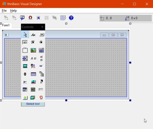thinBasic on Windows 10 - Visual Designer