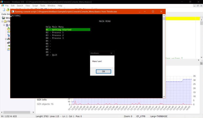 thinBasic on Windows 10 - Command line sample