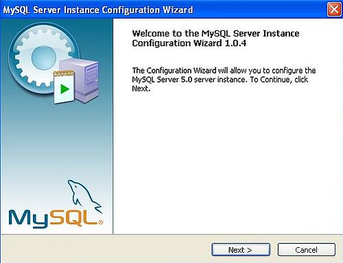 MySQL on Windows XP: Configuration - Server configuration Welcome page