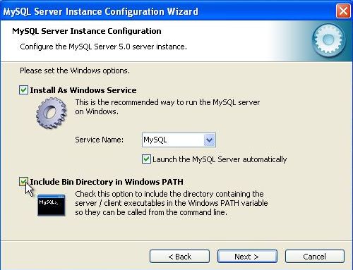 MySQL on Windows XP: Configuration - Service setup and PATH environment variable