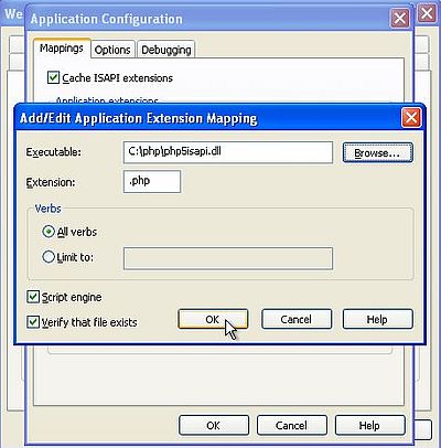 PHP on Windows XP: Configuring IIS for PHP (using the php5isapi DLL) [2]