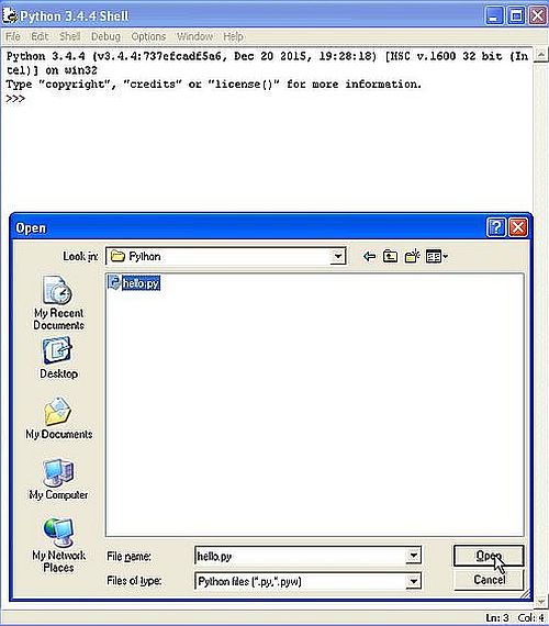 Python on Windows XP: IDLE - Opening a Python script (source file)